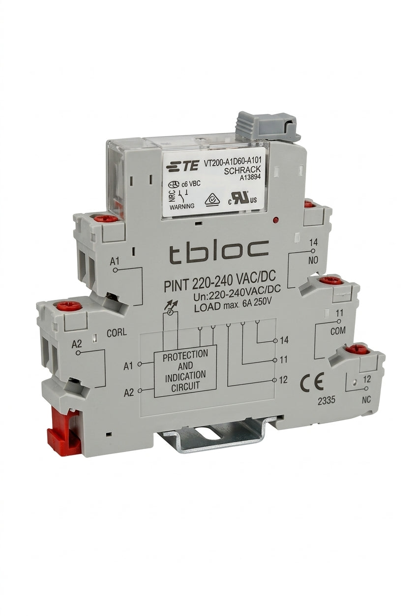 Relé+Base 5 Pines tbloc 6A 12-24Vac/Dc
